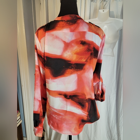 Calvin Klein Abstract Red, White, and Black Women's Top - Picture 6 of 13